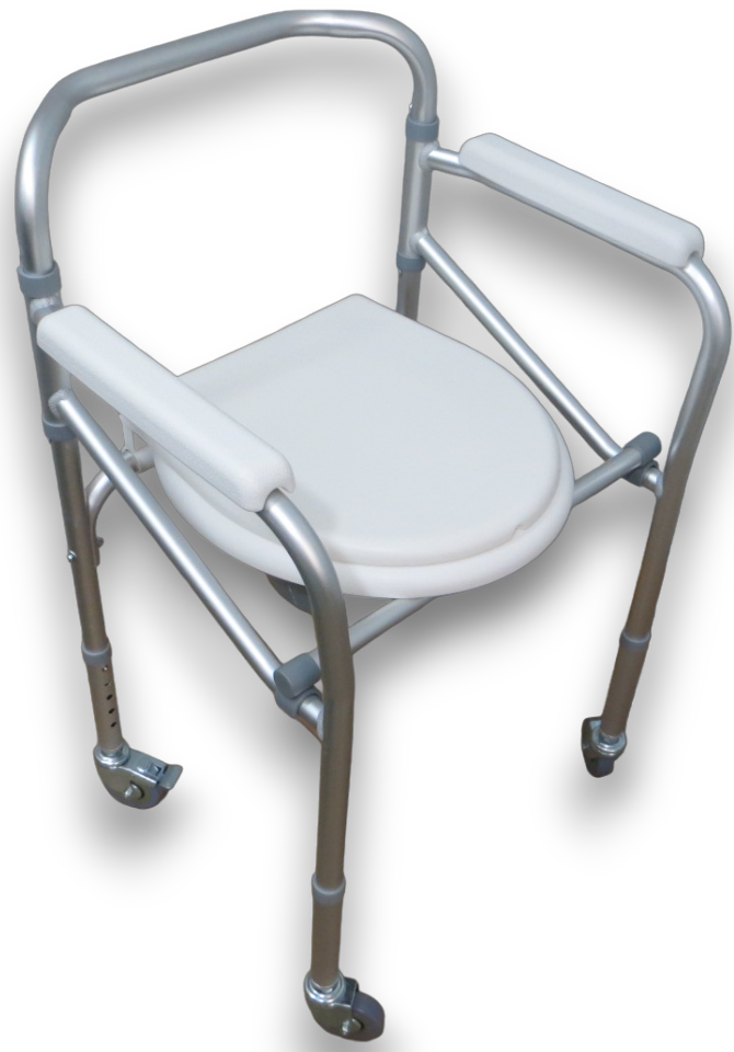 INODORO EN ALUMINIO PORTÁTIL Y PLEGABLE CON RODOS.