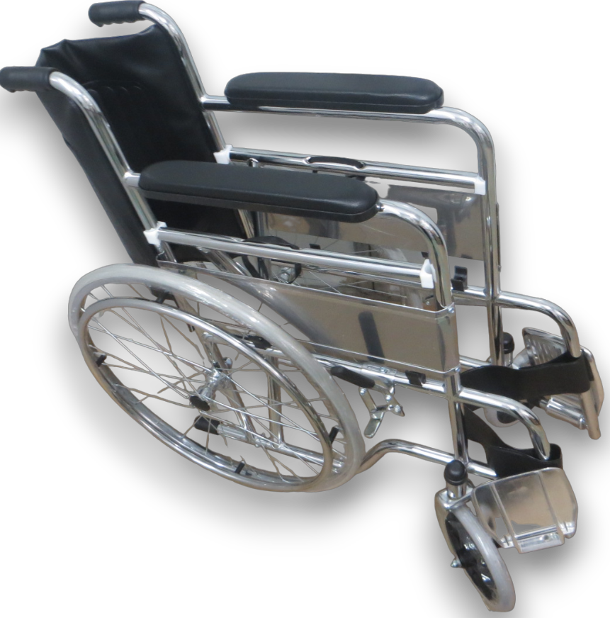 SILLA DE RUEDAS DOBLE FUNCIÓN PLEGABLE CON INODORO EXTRAÍBLE.