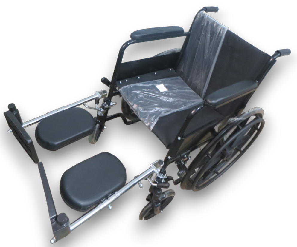 SILLA DE RUEDAS RIN ESTRELLA NEGRA ORTOPÉDICA ELEVACIÓN DE APOYA PIERNAS DESMONTABLES.