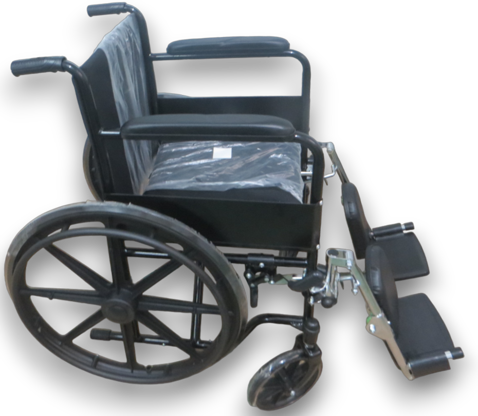 SILLA DE RUEDAS RIN ESTRELLA NEGRA ORTOPÉDICA ELEVACIÓN DE APOYA PIERNAS DESMONTABLES.
