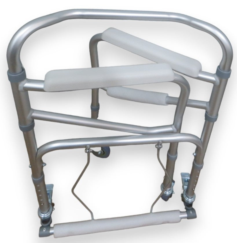 INODORO EN ALUMINIO PORTÁTIL Y PLEGABLE CON RODOS.