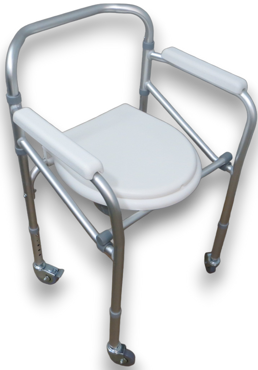 INODORO EN ALUMINIO PORTÁTIL Y PLEGABLE CON RODOS.