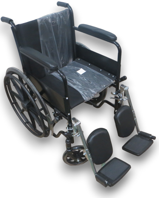 SILLA DE RUEDAS RIN ESTRELLA NEGRA ORTOPÉDICA ELEVACIÓN DE APOYA PIERNAS DESMONTABLES.